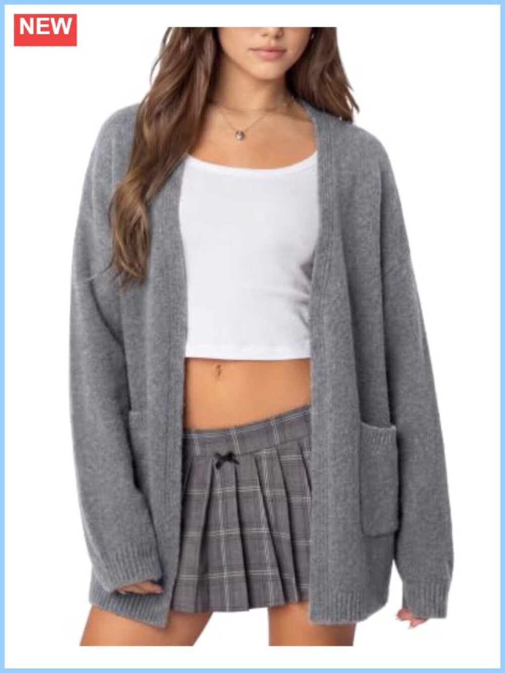 Cashmere Blend Open Front Cardigan Sweater with Pockets Long Sleeve Knit